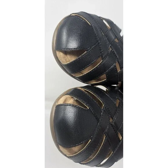 Hush Puppies Ridley Leather Fisherman Slingback Sandals Black Women's Sz 11 NEW - Picture 2 of 14